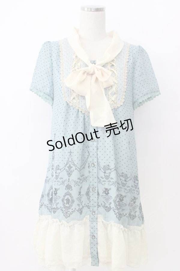 画像1: axes femme / アリスシルエットパネルチュニック  サックスＸアイボリー T-26-02-05-004-AX-OP-SA-ZT (1)