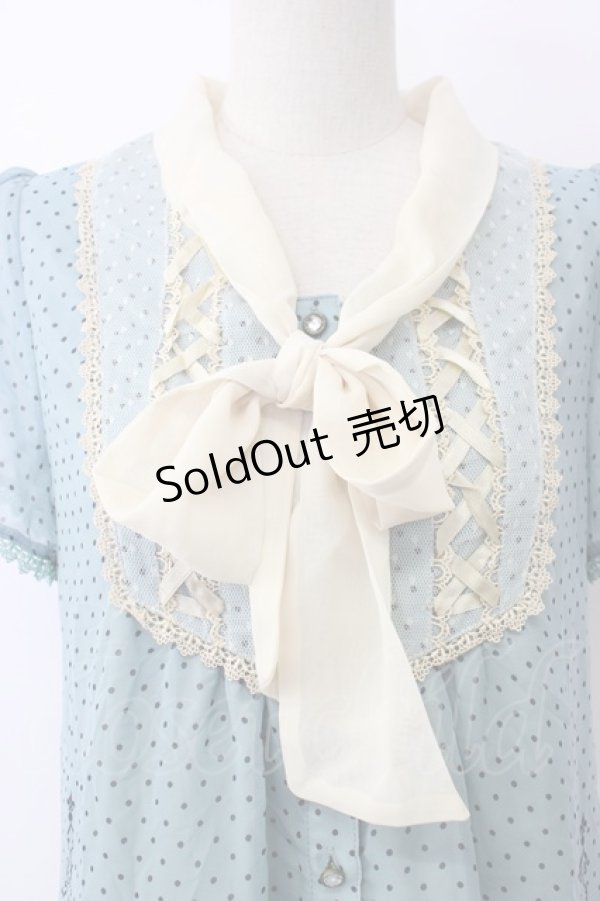 画像3: axes femme / アリスシルエットパネルチュニック  サックスＸアイボリー T-26-02-05-004-AX-OP-SA-ZT (3)