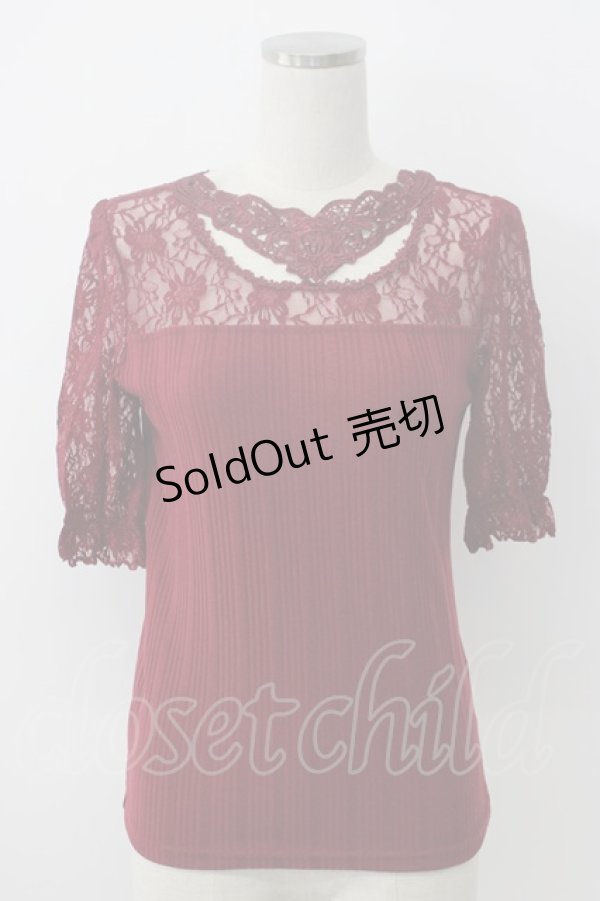 画像1: axes femme / チョーカー風ビスチェ切替プルオーバー M ワイン T-26-02-05-005-AX-TO-SA-ZT (1)