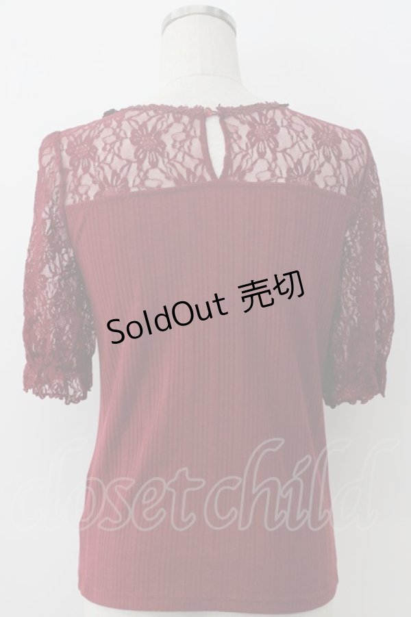 画像2: axes femme / チョーカー風ビスチェ切替プルオーバー M ワイン T-26-02-05-005-AX-TO-SA-ZT (2)