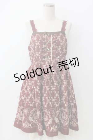 画像: axes femme / 王冠モチーフ入りパネル柄ワンピース  ワイン T-26-02-05-007-AX-OP-SA-ZT594