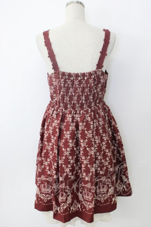 画像2: axes femme / 王冠モチーフ入りパネル柄ワンピース  ワイン T-26-02-05-007-AX-OP-SA-ZT (2)