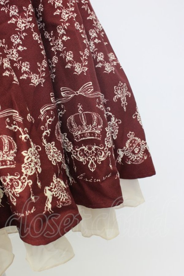 画像6: axes femme / 王冠モチーフ入りパネル柄ワンピース  ワイン T-26-02-05-007-AX-OP-SA-ZT (6)