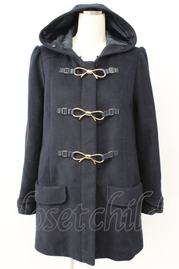 画像4: LODISPOTTO / フロント3つリボンファーフードコート  黒Ｘブラウン T-26-02-05-001-LO-CO-SA-ZT (4)