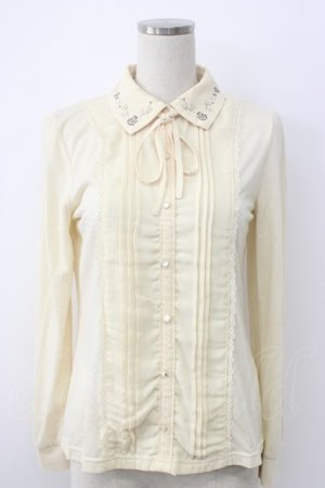 画像: axes femme / 薔薇刺繍襟ブラウス風カットソー M キナリ T-26-02-05-009-AX-TO-SA-ZT