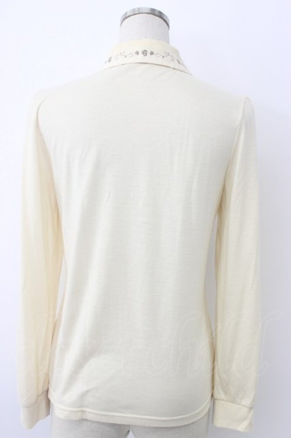 画像2: axes femme / 薔薇刺繍襟ブラウス風カットソー M キナリ T-26-02-05-009-AX-TO-SA-ZT (2)