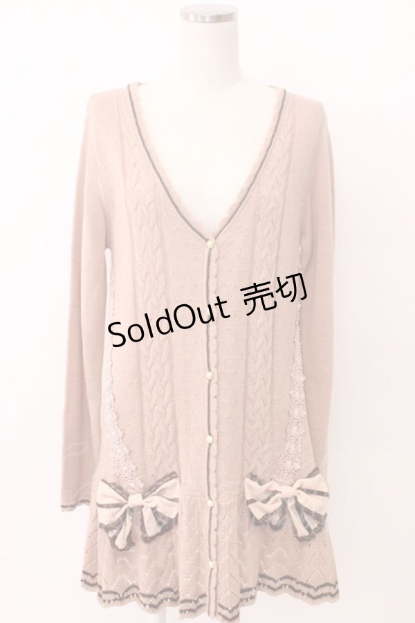 画像1: axes femme / サイドリボンニットカーディガン M ピンク T-26-02-05-014-AX-TO-SA-ZT (1)