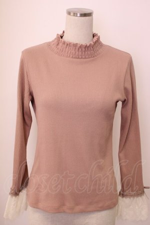 画像: axes femme / チュールレース袖カットプルオーバー M ピンク T-26-02-05-016-AX-TO-SA-ZT