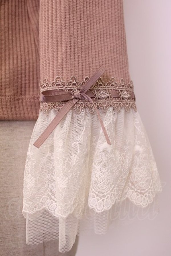 画像4: axes femme / チュールレース袖カットプルオーバー M ピンク T-26-02-05-016-AX-TO-SA-ZT (4)