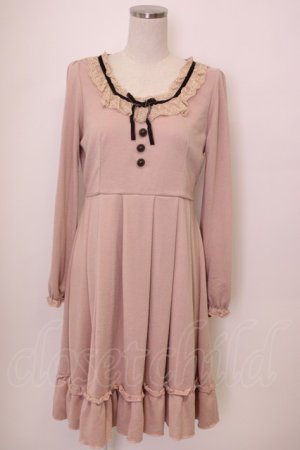 画像: axes femme / ベロアリボンニットワンピース M ピンク T-26-02-05-017-AX-OP-SA-ZT