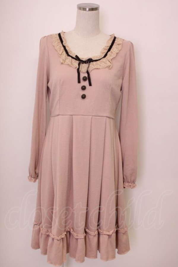 画像1: axes femme / ベロアリボンニットワンピース M ピンク T-26-02-05-017-AX-OP-SA-ZT (1)