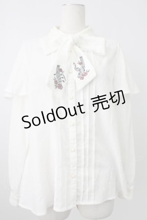 画像: axes femme / メロディ刺繍ケープ袖ブラウス M ホワイト T-26-02-07-001-AX-BL-SA-ZT582