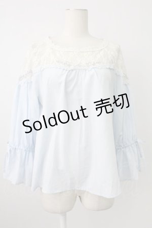 画像: axes femme POETIQUE / ファンタジータイムブラウス  サックスＸ白 T-26-02-07-002-AX-BL-SA-ZT