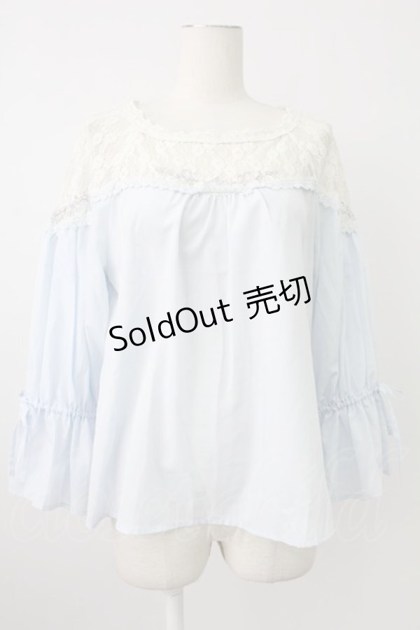 画像1: axes femme POETIQUE / ファンタジータイムブラウス  サックスＸ白 T-26-02-07-002-AX-BL-SA-ZT (1)