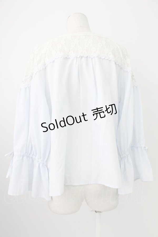 画像2: axes femme POETIQUE / ファンタジータイムブラウス  サックスＸ白 T-26-02-07-002-AX-BL-SA-ZT (2)