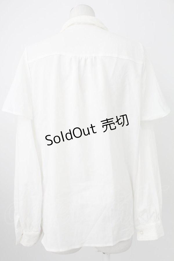 画像2: axes femme / メロディ刺繍ケープ袖ブラウス M ホワイト T-26-02-07-001-AX-BL-SA-ZT582 (2)