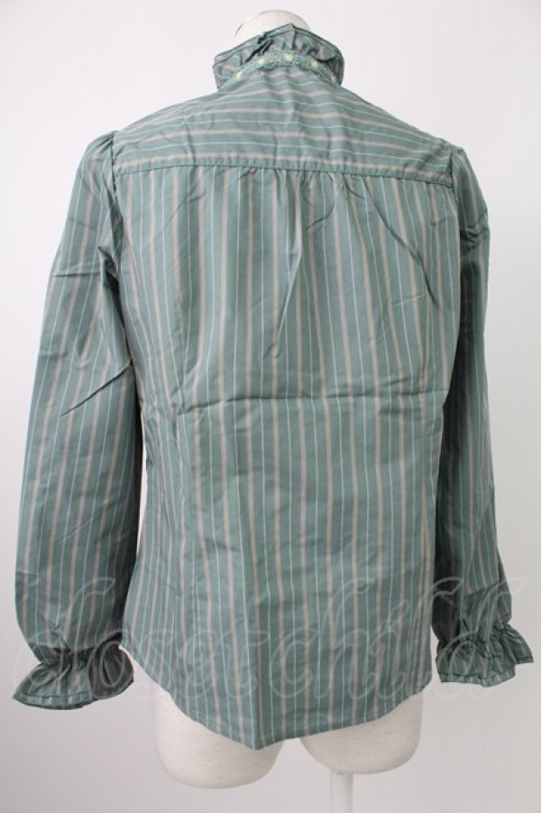 画像2: axes femme / 先染めストライプブラウス L グリーン T-26-02-07-004-AX-BL-SA-ZT (2)