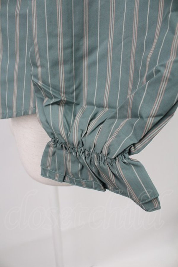 画像3: axes femme / 先染めストライプブラウス L グリーン T-26-02-07-004-AX-BL-SA-ZT (3)
