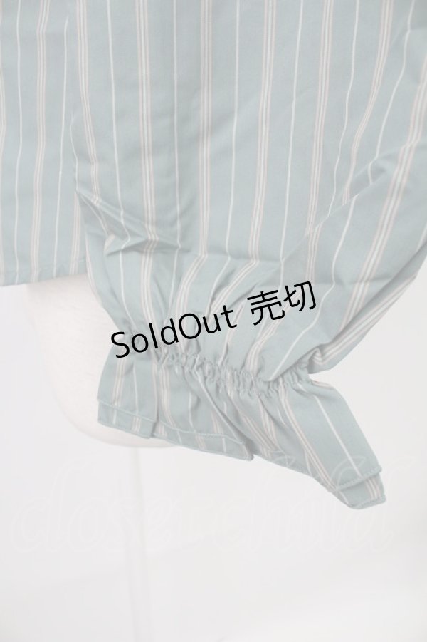 画像3: axes femme / 先染めストライプブラウス L グリーン T-26-02-07-004-AX-BL-SA-ZT582 (3)