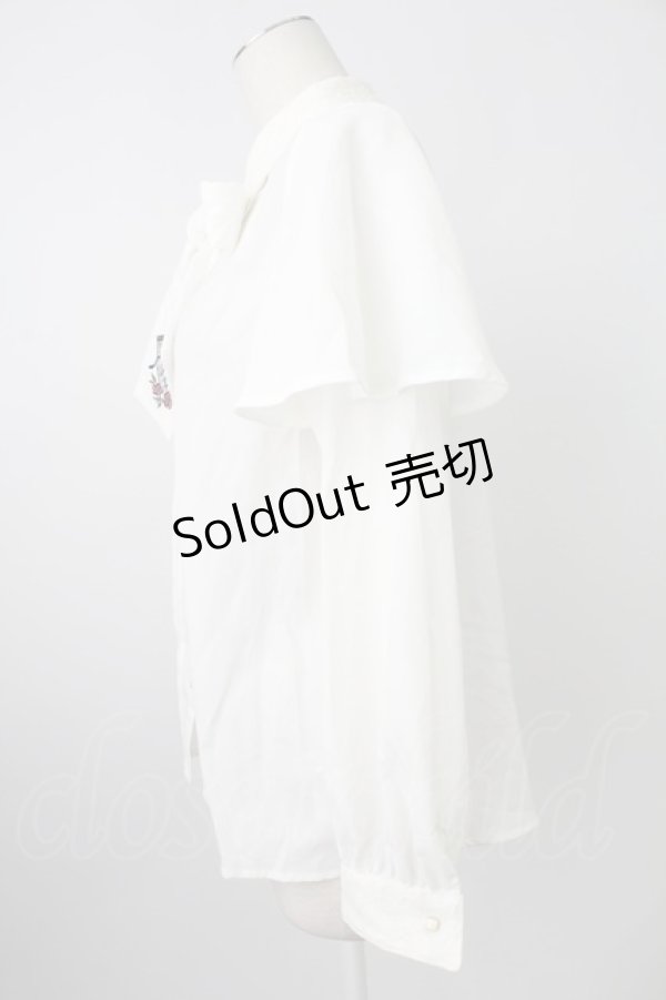 画像3: axes femme / メロディ刺繍ケープ袖ブラウス M ホワイト T-26-02-07-001-AX-BL-SA-ZT582 (3)