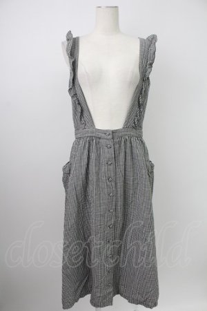 画像: PINK HOUSE / ギンガムチェックフリルジャンパースカート  黒Ｘ白 T-26-02-07-009-LO-OP-SA-ZT