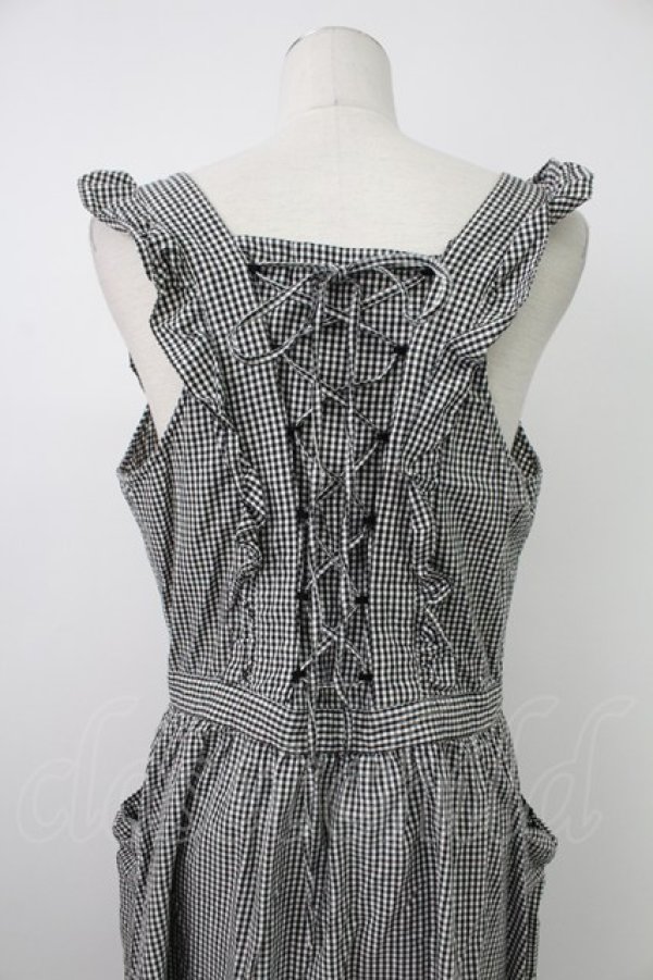 画像2: PINK HOUSE / ギンガムチェックフリルジャンパースカート  黒Ｘ白 T-26-02-07-009-LO-OP-SA-ZT (2)