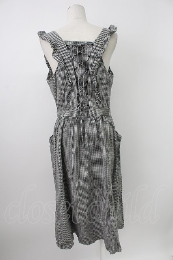 画像3: PINK HOUSE / ギンガムチェックフリルジャンパースカート  黒Ｘ白 T-26-02-07-009-LO-OP-SA-ZT (3)