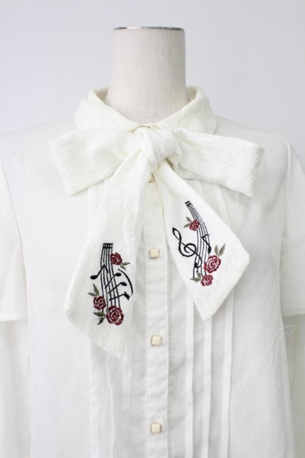 画像5: axes femme / メロディ刺繍ケープ袖ブラウス M ホワイト T-26-02-07-001-AX-BL-SA-ZT (5)