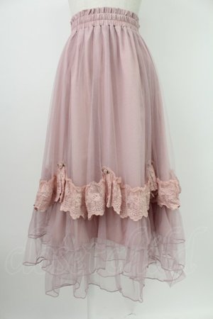 画像: axes femme / ローズ付ドレープチュールスカート  ピンク T-26-02-07-012-AX-SK-SA-ZT