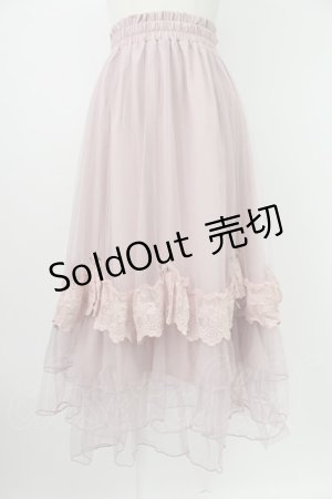 画像: axes femme / ローズ付ドレープチュールスカート  ピンク T-26-02-07-012-AX-SK-SA-ZT583