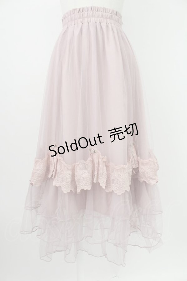 画像1: axes femme / ローズ付ドレープチュールスカート  ピンク T-26-02-07-012-AX-SK-SA-ZT583 (1)