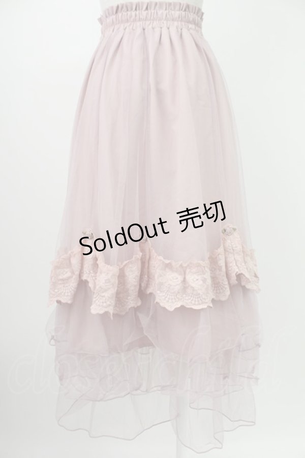 画像2: axes femme / ローズ付ドレープチュールスカート  ピンク T-26-02-07-012-AX-SK-SA-ZT583 (2)