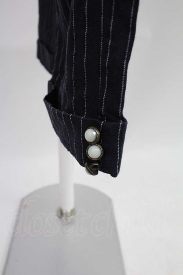 画像4: axes femme / ストライプ柄テーパードパンツ M ネイビー T-26-02-07-013-AX-PA-SA-ZT (4)