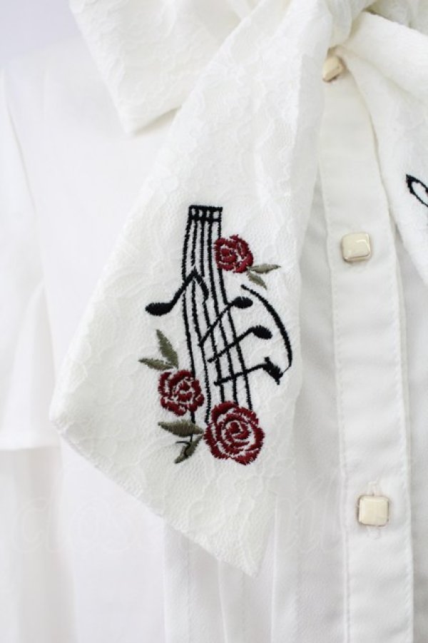 画像7: axes femme / メロディ刺繍ケープ袖ブラウス M ホワイト T-26-02-07-001-AX-BL-SA-ZT (7)