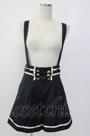 画像: Amavel / サス付きストライプショートパンツ  黒Ｘ白 T-26-02-08-027-CA-PA-SA-ZT