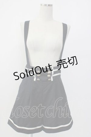 画像: Amavel / サス付きストライプショートパンツ  黒Ｘ白 T-26-02-08-027-CA-PA-SA-ZT584