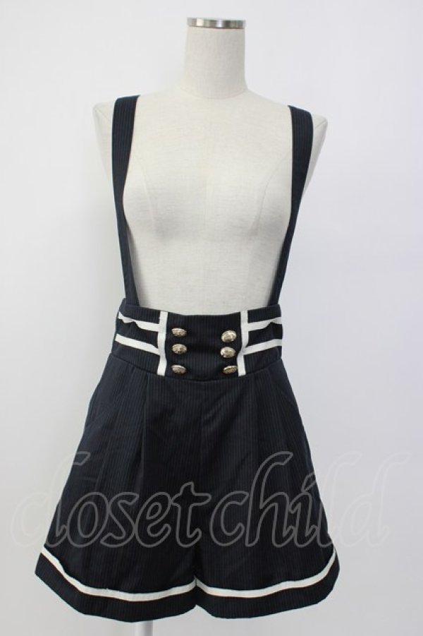 画像1: Amavel / サス付きストライプショートパンツ  黒Ｘ白 T-26-02-08-027-CA-PA-SA-ZT (1)