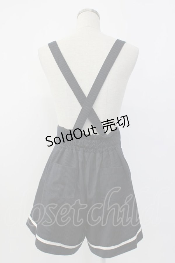 画像2: Amavel / サス付きストライプショートパンツ  黒Ｘ白 T-26-02-08-027-CA-PA-SA-ZT584 (2)