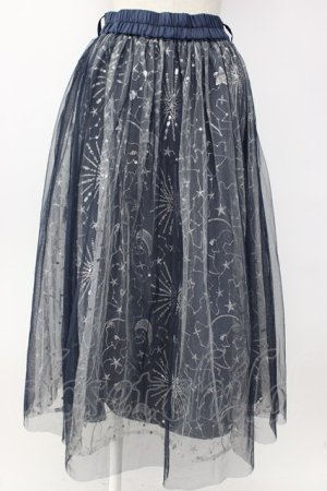 画像: axes femme / ホロスコープ刺繍チュールスカート  ネイビー T-26-02-08-030-AX-SK-SA-ZT