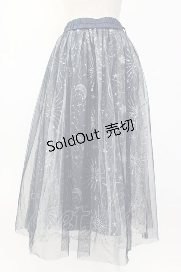 画像2: axes femme / ホロスコープ刺繍チュールスカート  ネイビー T-26-02-08-030-AX-SK-SA-ZT584 (2)
