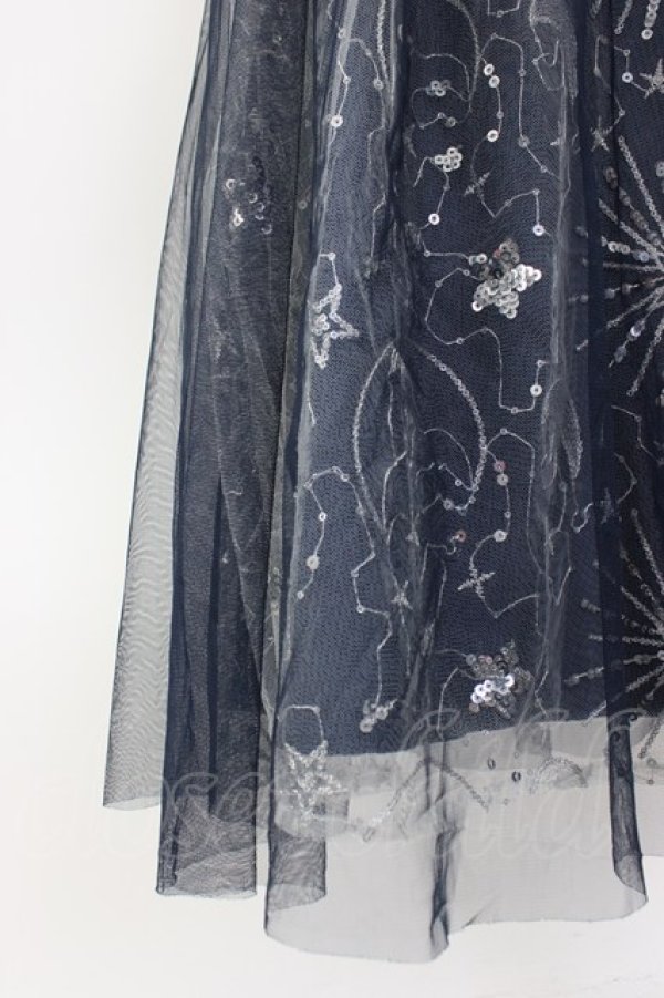 画像3: axes femme / ホロスコープ刺繍チュールスカート  ネイビー T-26-02-08-030-AX-SK-SA-ZT (3)