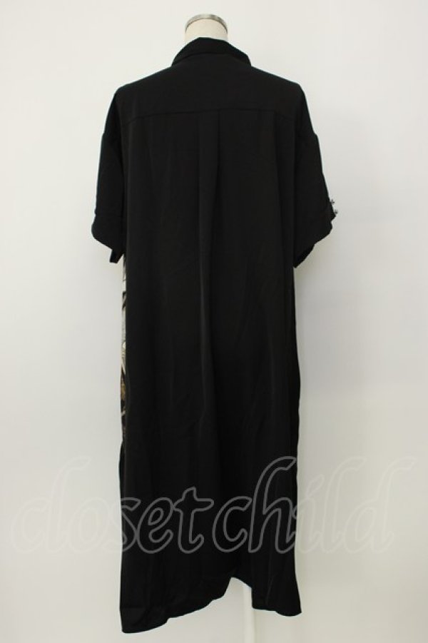 画像2: axes femme / 柄切替シャツワンピース  黒 T-26-02-08-003-AX-OP-SA-ZT (2)