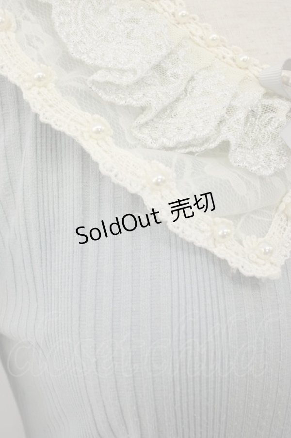 画像5: axes femme / レースカラーテレコカットソー  サックスＸ白 T-26-02-08-004-AX-TO-SA-ZT (5)