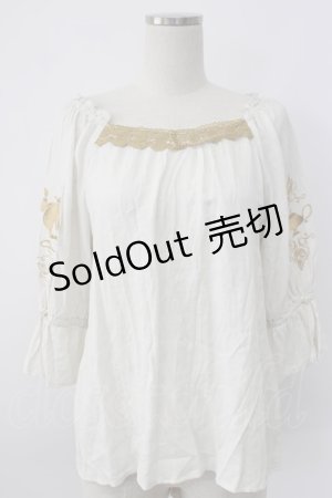 画像: axes femme / アラジン/刺繍トップス M ホワイト T-26-02-08-008-AX-TO-SA-ZT583