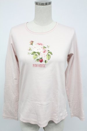 画像: PINK HOUSE / オールドローズ刺繍カットソー  ピンク T-26-02-08-013-LO-TO-SA-ZT