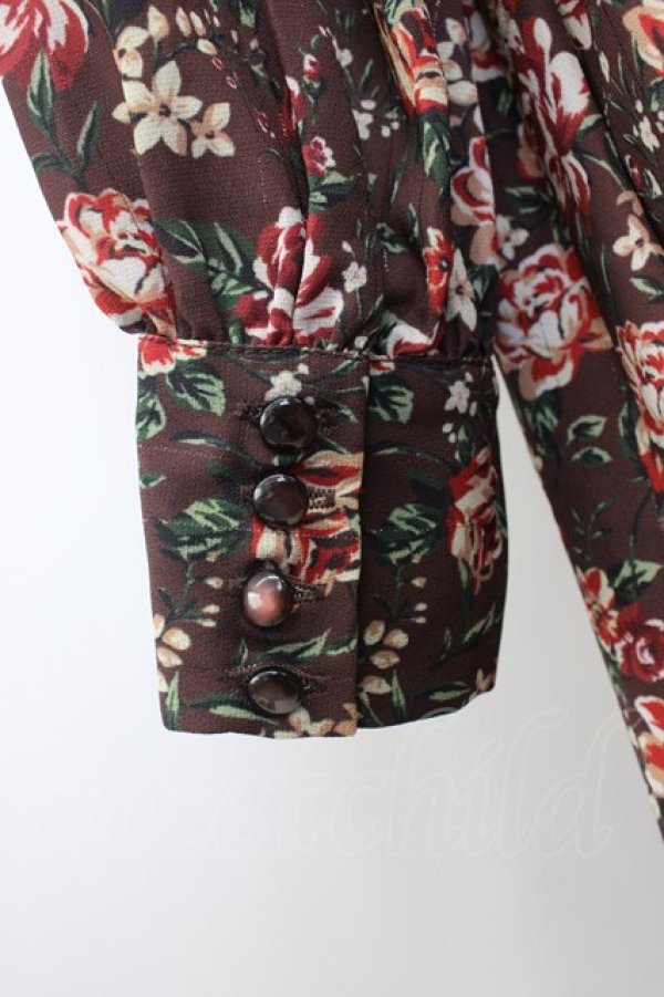 画像4: axes femme NOSTALGIE / パネル柄ボウタイ付きワンピース  ブラウン T-26-02-08-016-AX-OP-SA-ZT (4)