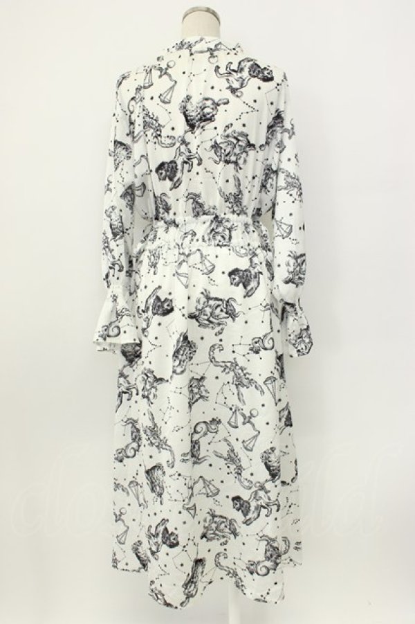 画像2: axes femme NOSTALGIE / 星座柄スキッパーワンピース M ホワイト T-26-02-08-002-AX-OP-SA-ZT (2)