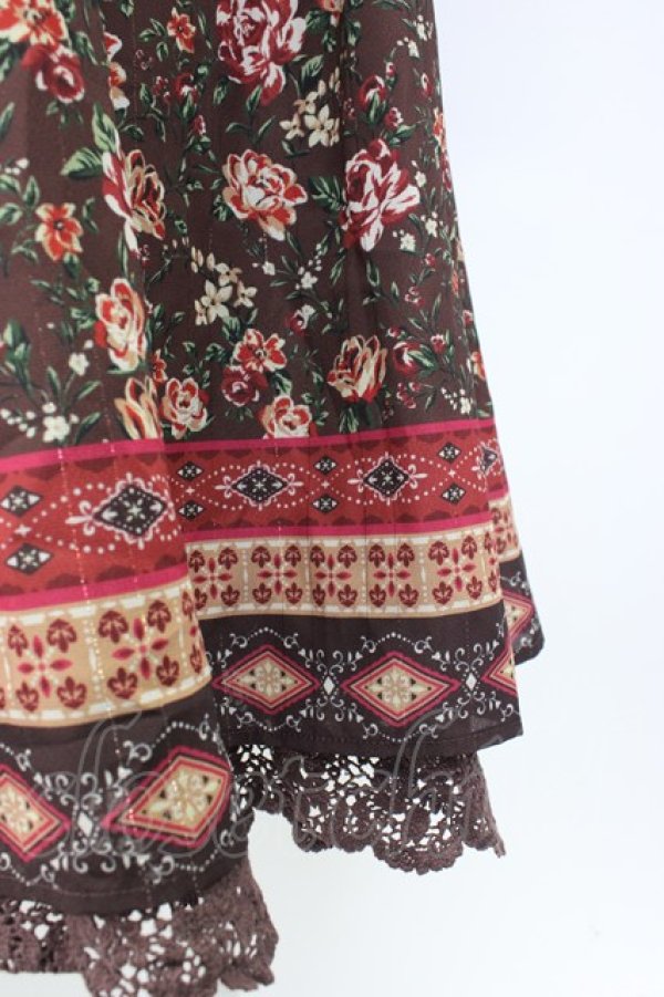 画像5: axes femme NOSTALGIE / パネル柄ボウタイ付きワンピース  ブラウン T-26-02-08-016-AX-OP-SA-ZT (5)