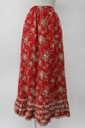 画像: PINK HOUSE / オールドローズプリントスカート  赤Ｘ緑 T-26-02-08-021-LO-SK-SA-ZT