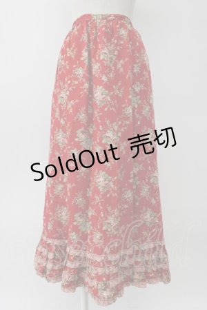 画像: PINK HOUSE / オールドローズプリントスカート  赤Ｘ緑 T-26-02-08-021-LO-SK-SA-ZT